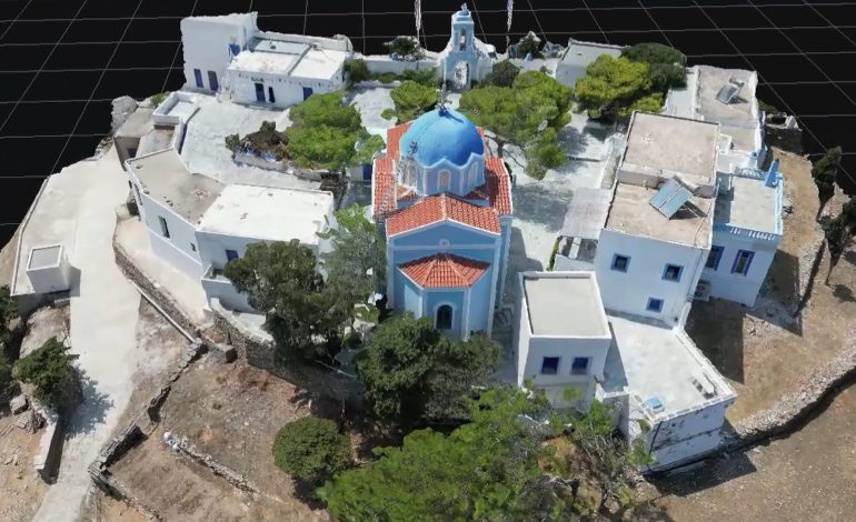 3D model visualization of Kastriani Monastery in Kea, created by Perigon Perspective to showcase high-precision 3D modeling and Digital Twin services.